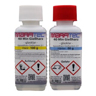 Marfitec Epoxy Gießharz glasklar 150g (Epoxidharz 100g, Epoxidhärter 50g)