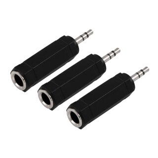 3 x Kopfhörer-Adapter AUX Klinke 6,35 auf 3,5 mm Stereo